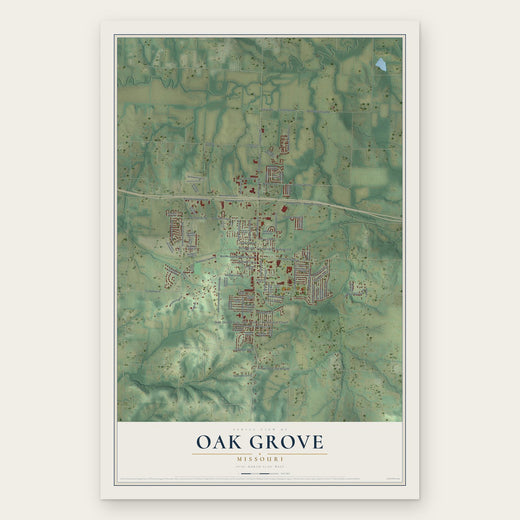 Oak Grove, Missouri map print, the full design