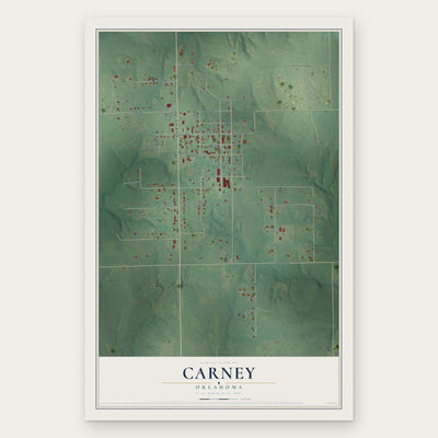 Carney, Oklahoma map print, the full design
