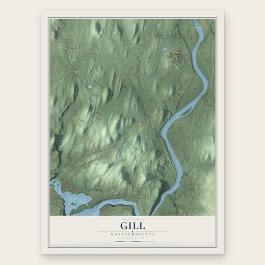 Gill, Massachusetts map print, the full design