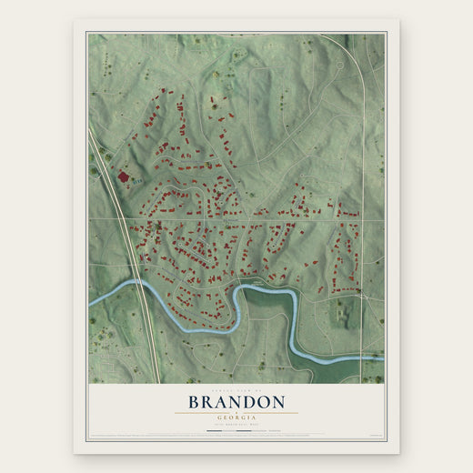 Brandon, Georgia map print, the full design