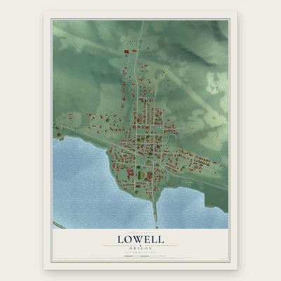 Lowell, Oregon map print, the full design