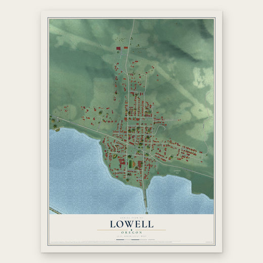 Lowell, Oregon map print, the full design