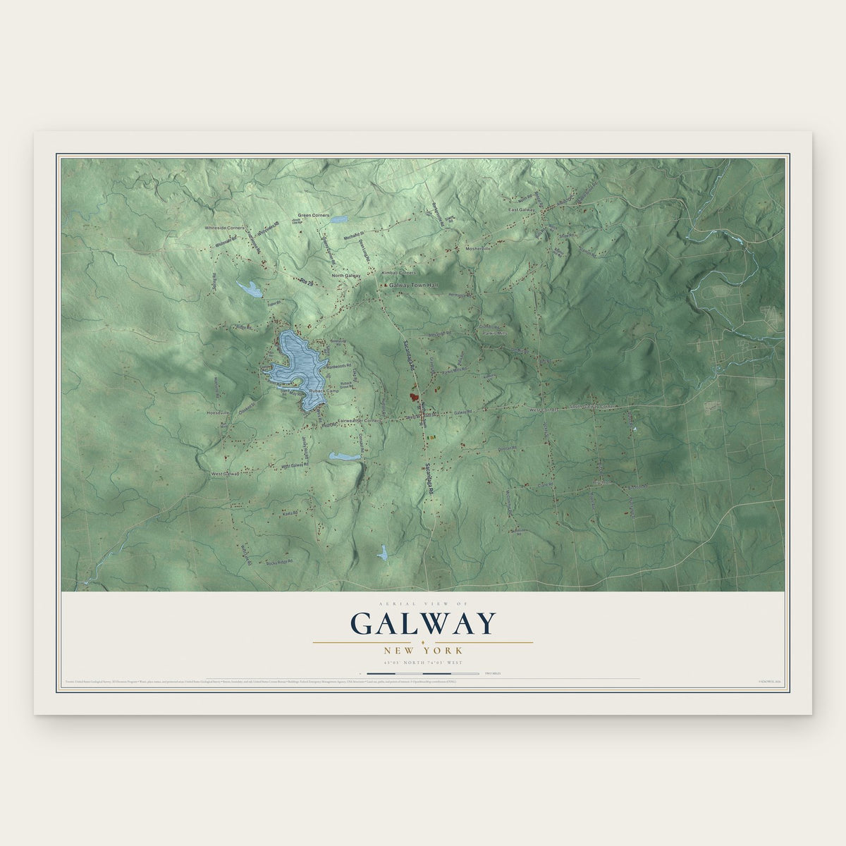 Galway, New York map print, the full design