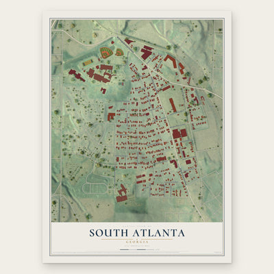 South Atlanta, Georgia map print, the full design