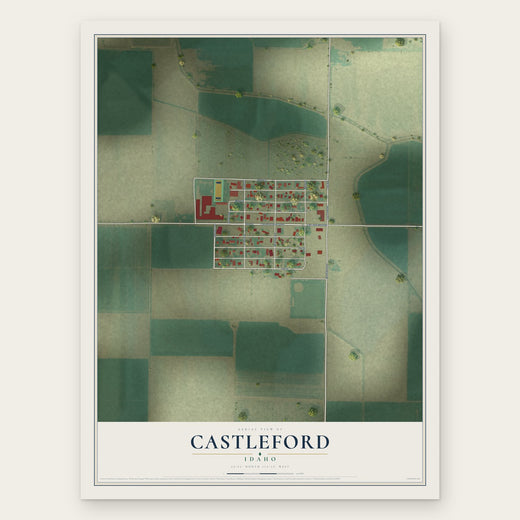 Castleford, Idaho map print, the full design