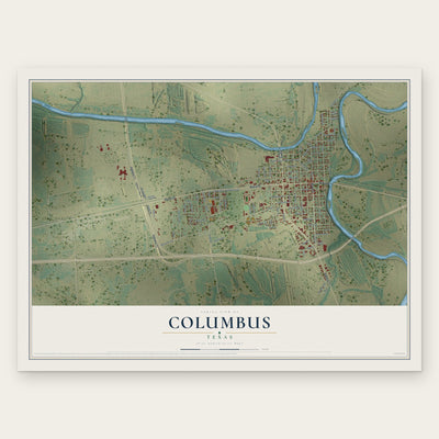 Columbus, Texas map print, the full design