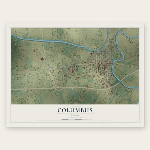 Columbus, Texas map print, the full design