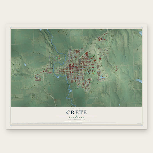 Crete, Nebraska map print, the full design