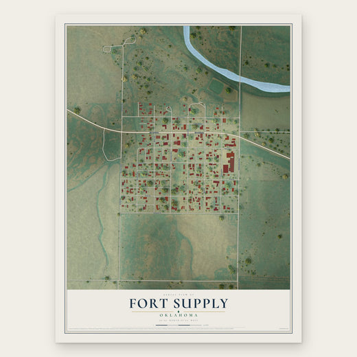 Fort Supply, Oklahoma map print, the full design