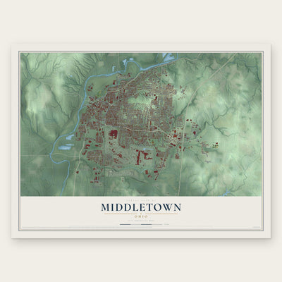 Middletown, Ohio map print, the full design