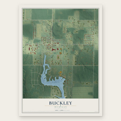 Buckley, Michigan map print, the full design