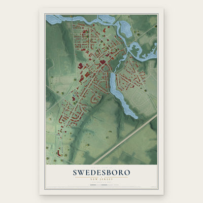 Swedesboro, New Jersey map print, the full design