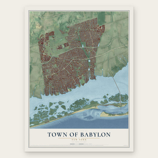 Town of Babylon, New York map print, the full design