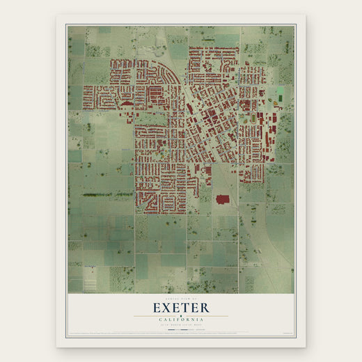Exeter, California map print, the full design