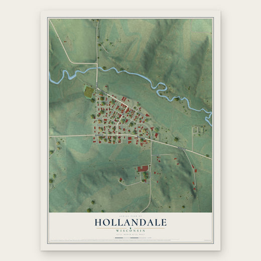 Hollandale, Wisconsin map print, the full design
