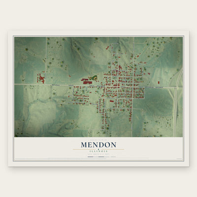 Mendon, Illinois map print, the full design