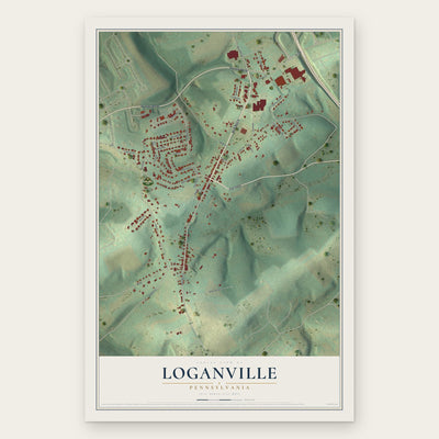 Loganville, Pennsylvania map print, the full design