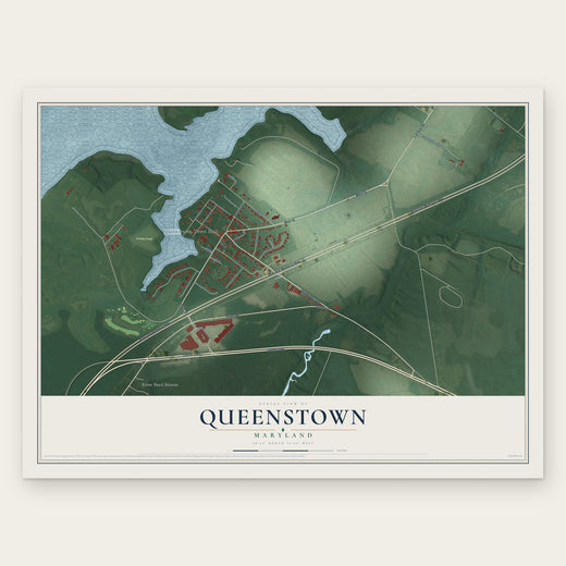 Queenstown, Maryland map print, the full design