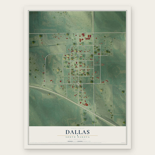 Dallas, South Dakota map print, the full design
