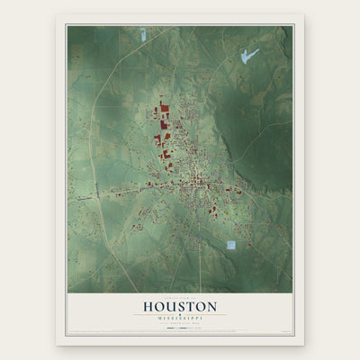 Houston, Mississippi map print, the full design