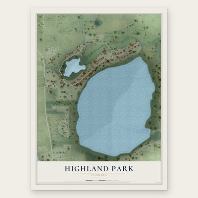 Highland Park, Florida map print, the full design