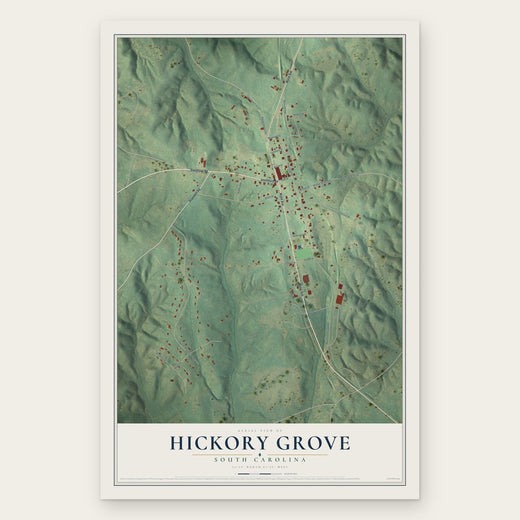 Hickory Grove, South Carolina map print, the full design