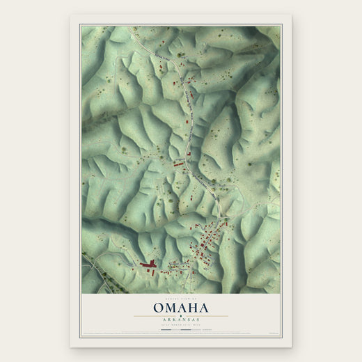 Omaha, Arkansas map print, the full design