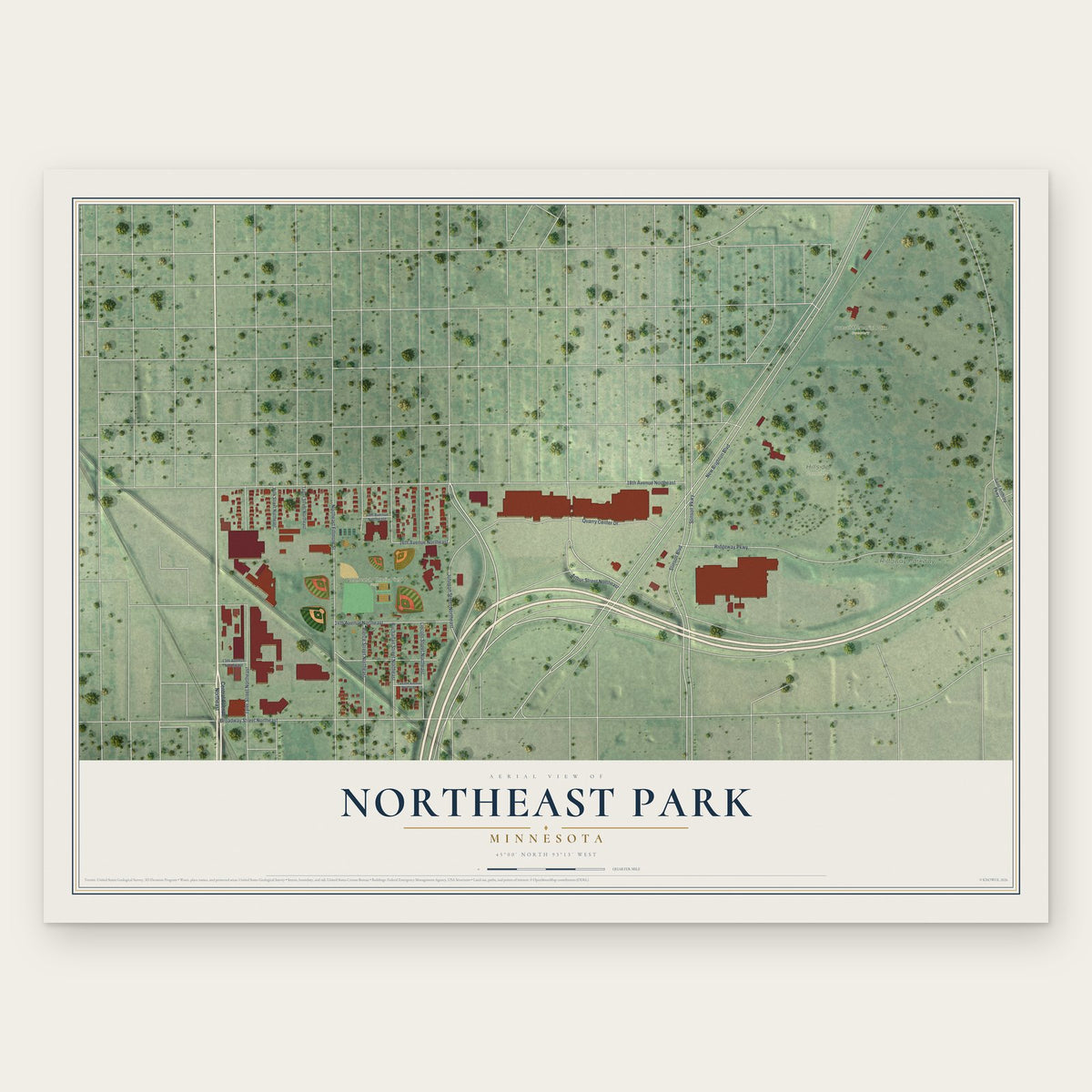 Northeast Park, Minnesota map print, the full design