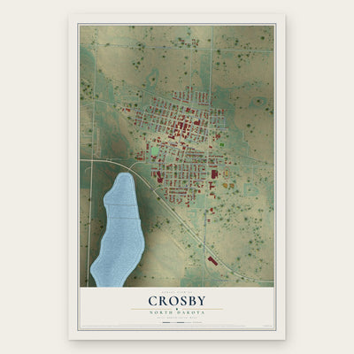Crosby, North Dakota map print, the full design