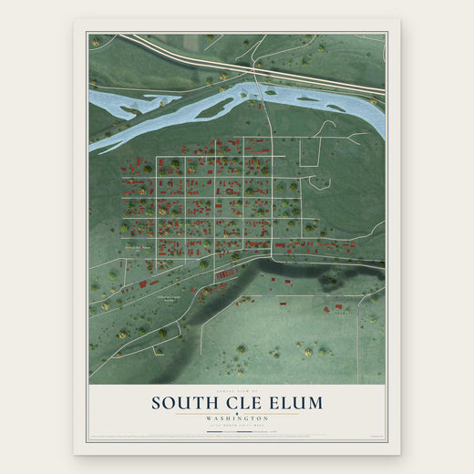 South Cle Elum, Washington map print, the full design