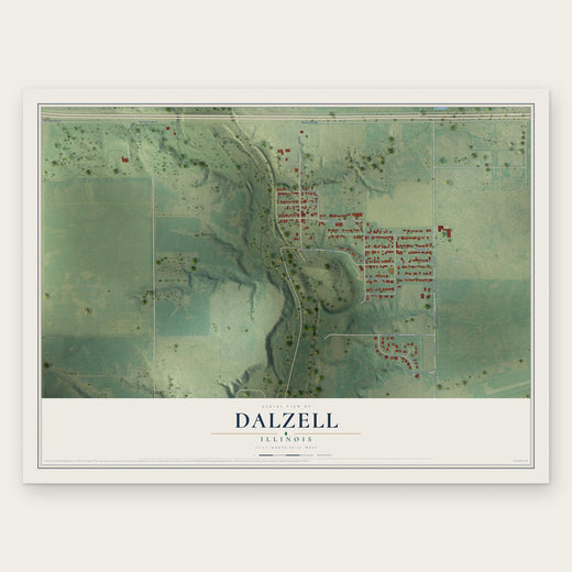 Dalzell, Illinois map print, the full design