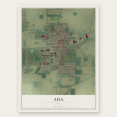 Ada, Ohio map print, the full design
