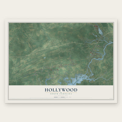 Hollywood, South Carolina map print, the full design