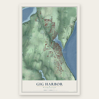 Gig Harbor, Washington map print, the full design