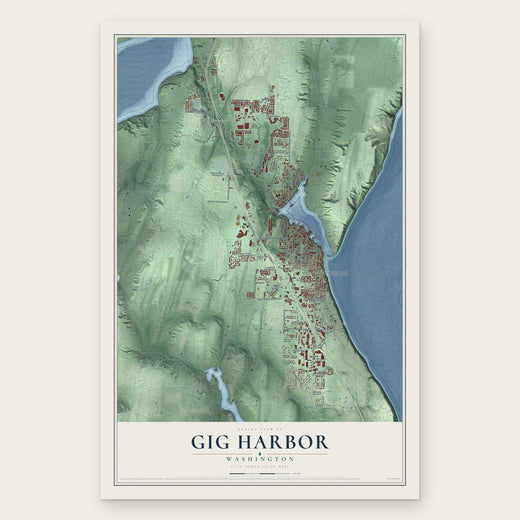 Gig Harbor, Washington map print, the full design