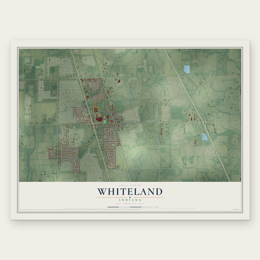 Whiteland, Indiana map print, the full design