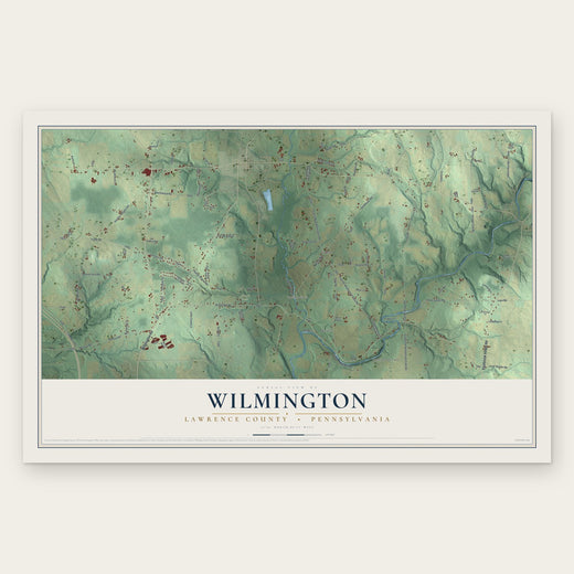 Wilmington, Lawrence County, Pennsylvania map print, the full design