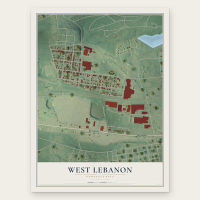 West Lebanon, Pennsylvania map print, the full design