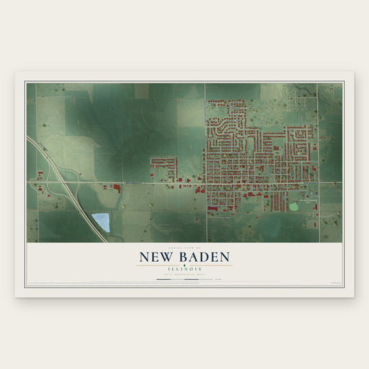 New Baden, Illinois map print, the full design