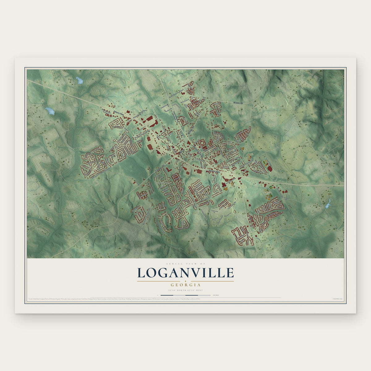 Loganville, Georgia map print, the full design