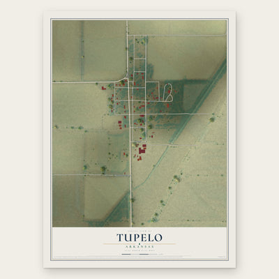 Tupelo, Arkansas map print, the full design