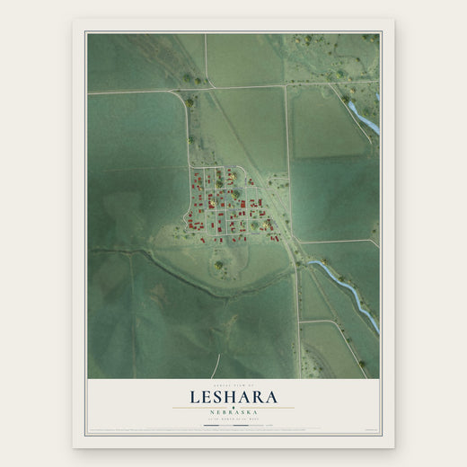 Leshara, Nebraska map print, the full design