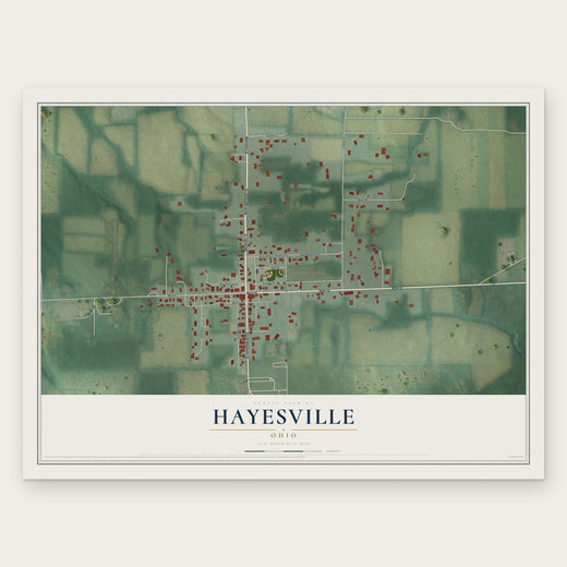 Hayesville, Ohio map print, the full design