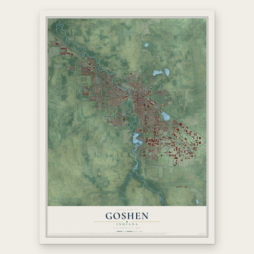 Goshen, Indiana map print, the full design
