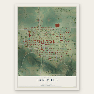 Earlville, Iowa map print, the full design