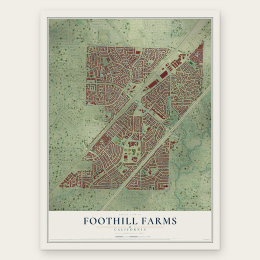 Foothill Farms, California map print, the full design