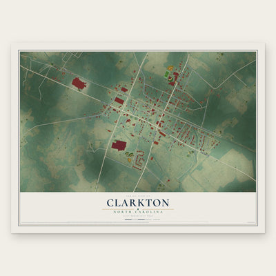 Clarkton, North Carolina map print, the full design