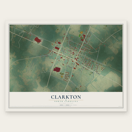 Clarkton, North Carolina map print, the full design