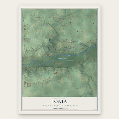 Ionia, Ionia County, Michigan map print, the full design