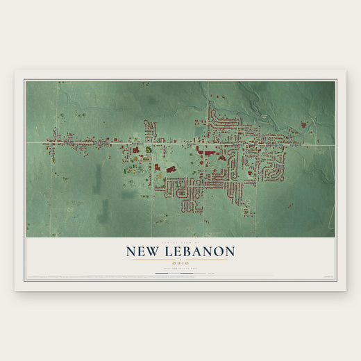 New Lebanon, Ohio map print, the full design